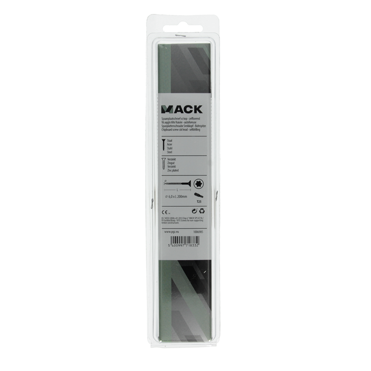 Load image into Gallery viewer, Mack 1006985 - spaanplschrf. vzkop-zelfb geelverzinkt 4st 6 x 200mm | 10 stuks