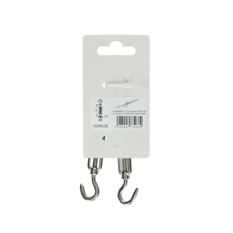 Afbeelding laden in galerijviewer, Mack 1008436 - 2 spanners oog + haak m5 x 50mm inox | 10 stuks
