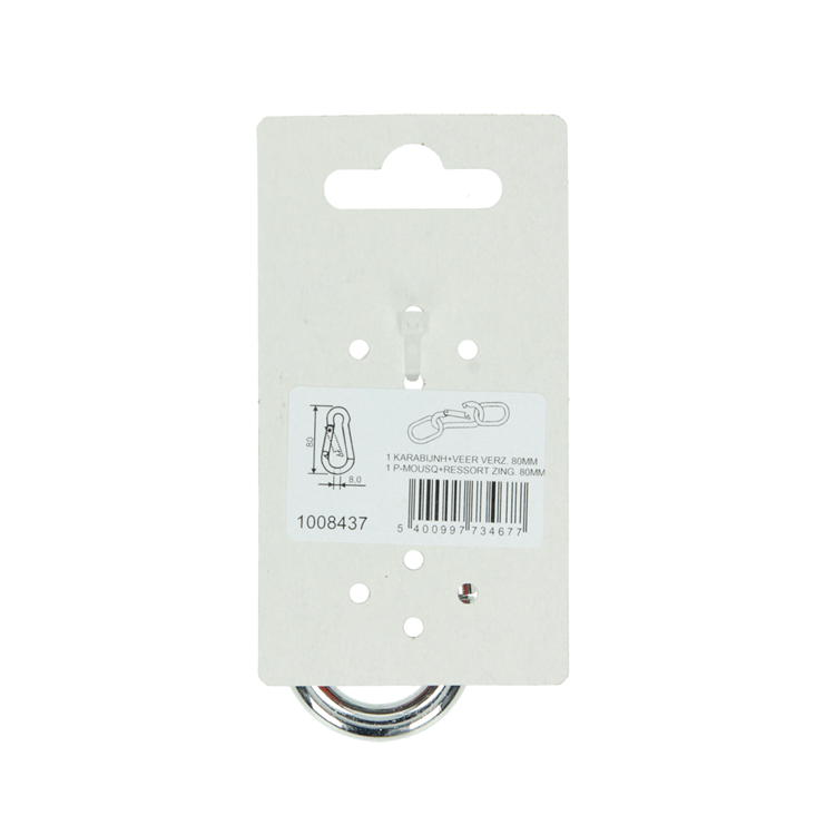 Load image into Gallery viewer, Mack 1008437 - 1 karabijnhaak + veer 8 x 80mm verzinkt | 10 stuks