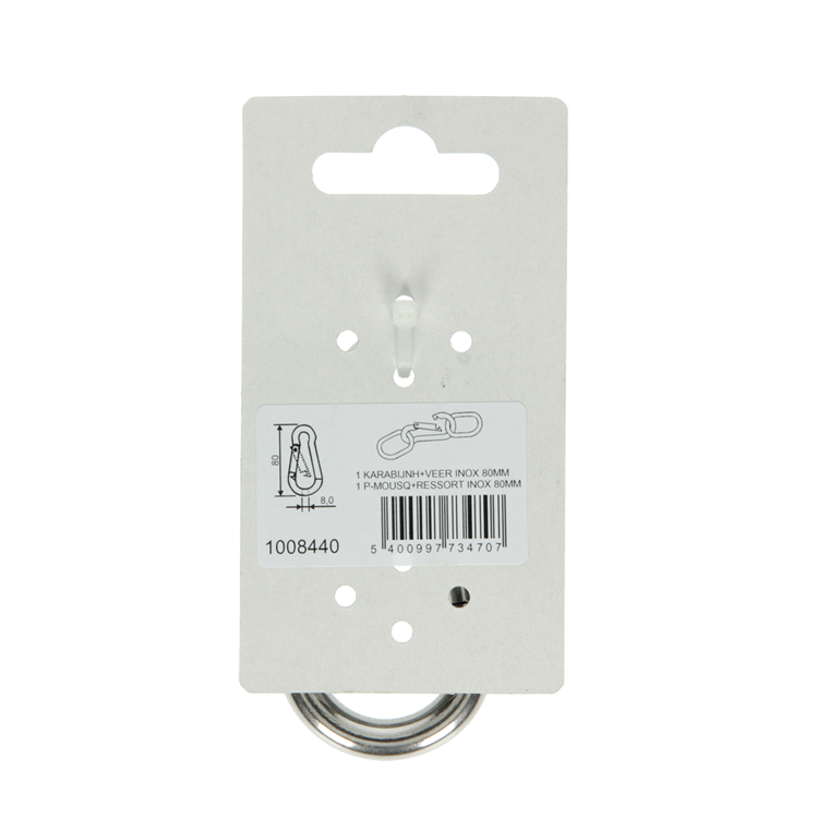 Load image into Gallery viewer, Mack 1008440 - 1 karabijnhaak + veer 8 x 80mm inox | 10 stuks