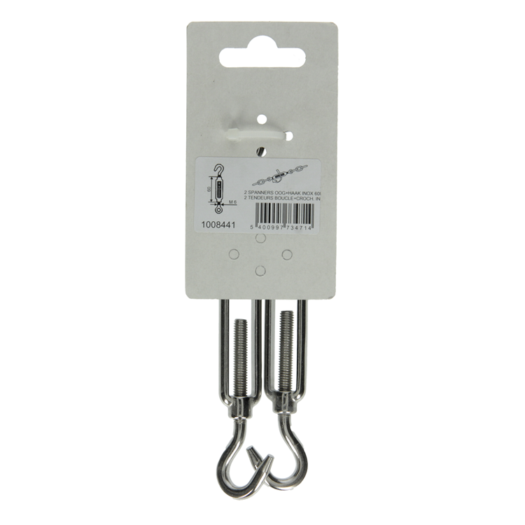 Load image into Gallery viewer, Mack 1008441 - 2 spanners oog + haak m6 x 60mm inox | 10 stuks