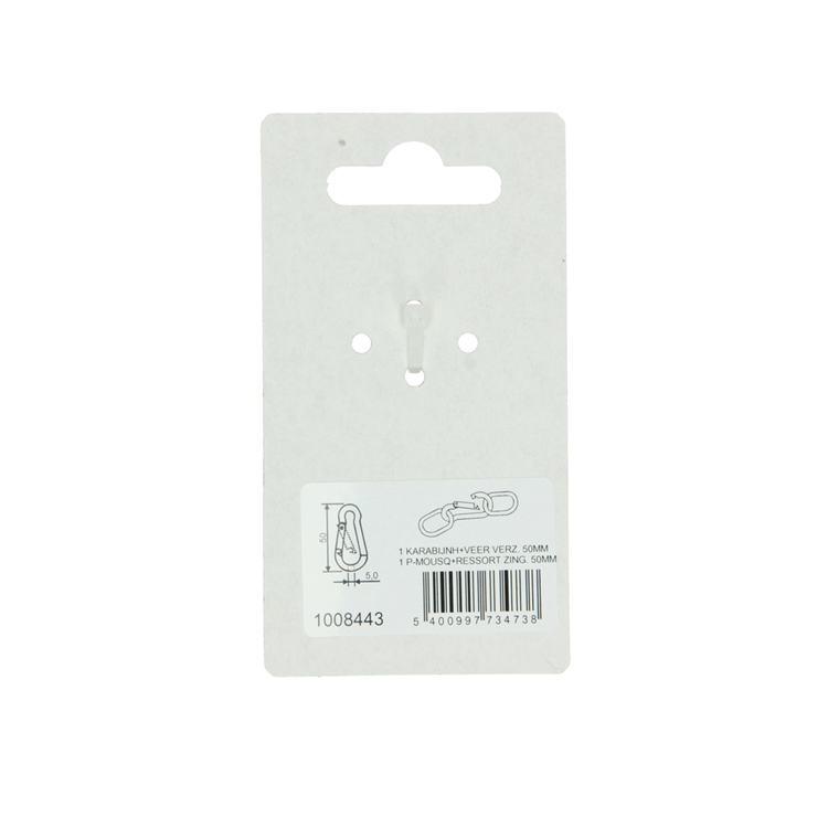 Load image into Gallery viewer, Mack 1008443 - 1 karabijnhaak + veer 5 x 50mm verzinkt | 10 stuks