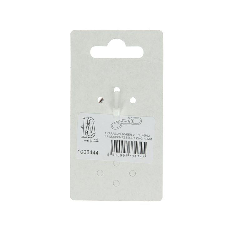 Load image into Gallery viewer, Mack 1008444 - 1 karabijnhaak + veer 4 x 40mm verzinkt | 10 stuks