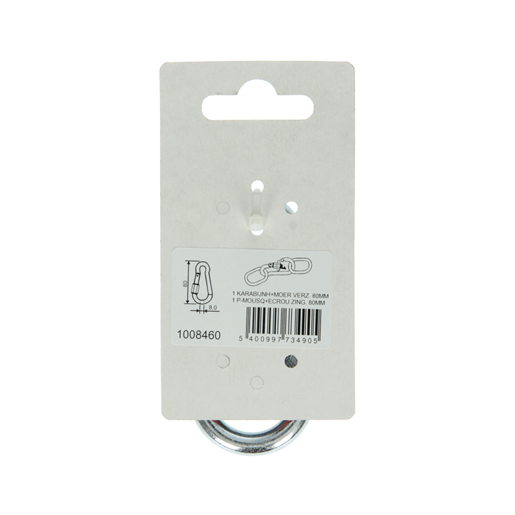 Load image into Gallery viewer, Mack 1008460 - 1 karabijnhaak + borgsl.8 x 80mm verzinkt | 10 stuks