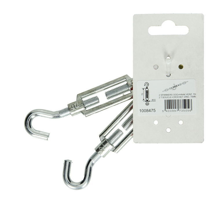 Load image into Gallery viewer, Mack 1008475 - 2 spanners oog + haak m8 x 70mm verzinkt | 10 stuks