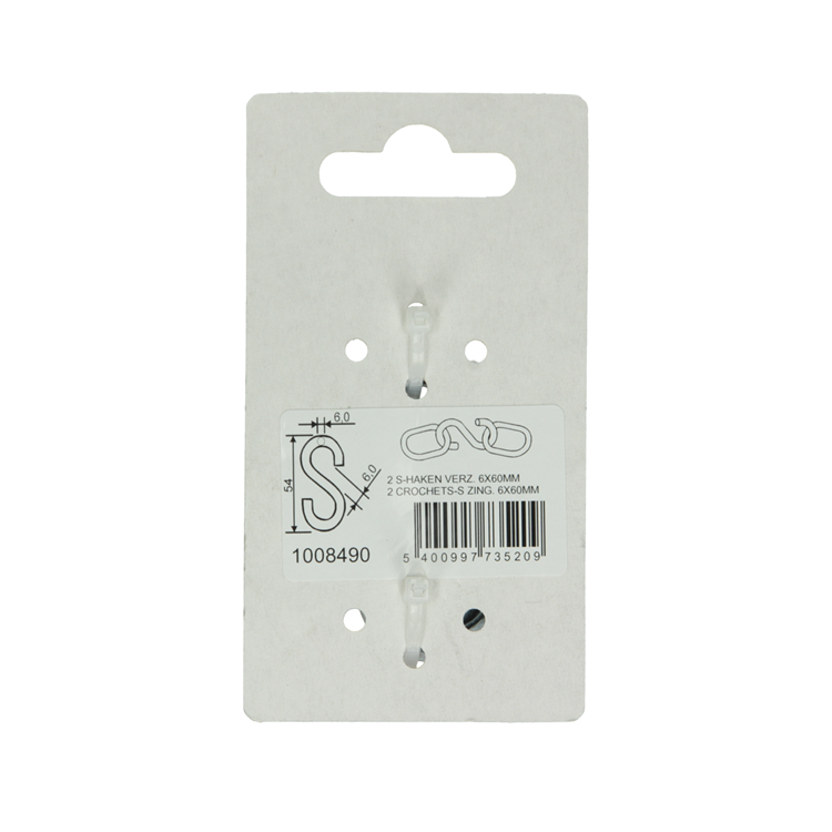 Load image into Gallery viewer, Mack 1008490 - 2 open s-haken 6,0 x 54 verzinkt | 10 stuks