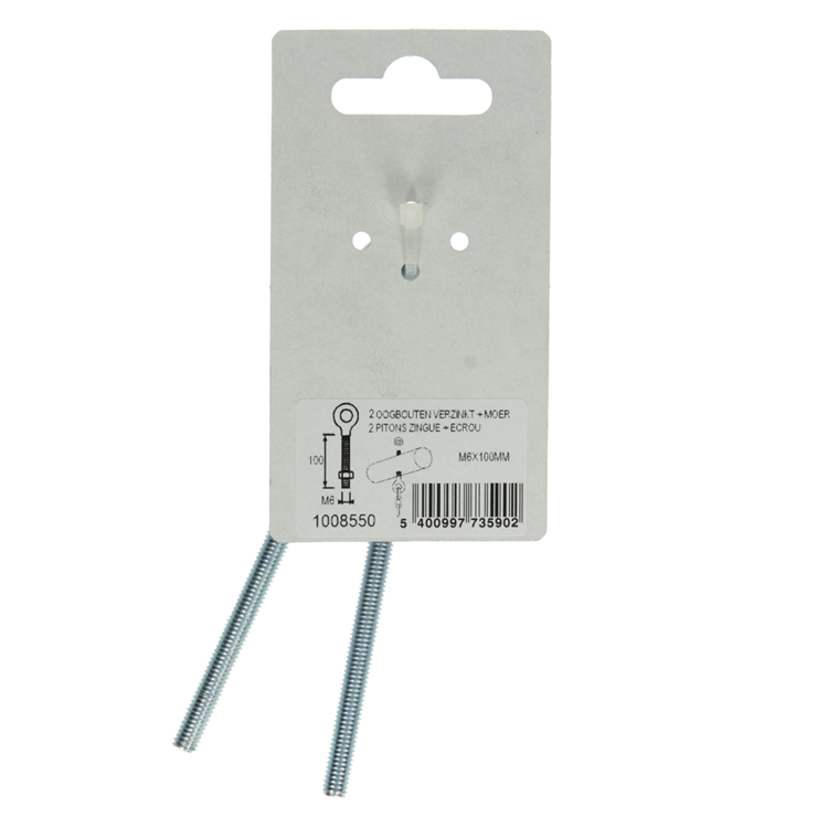 Load image into Gallery viewer, Mack 1008550 - 2 oogbouten + moer m6 x 100mm verzinkt | 10 stuks