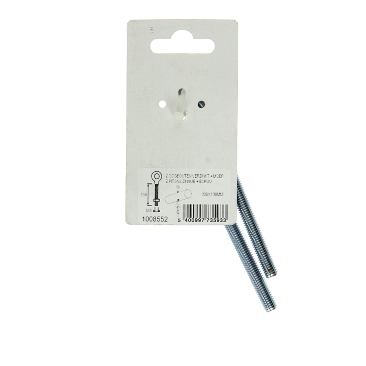 Load image into Gallery viewer, Mack 1008552 - 2 oogbouten + moer m8 x 100mm verzinkt | 10 stuks