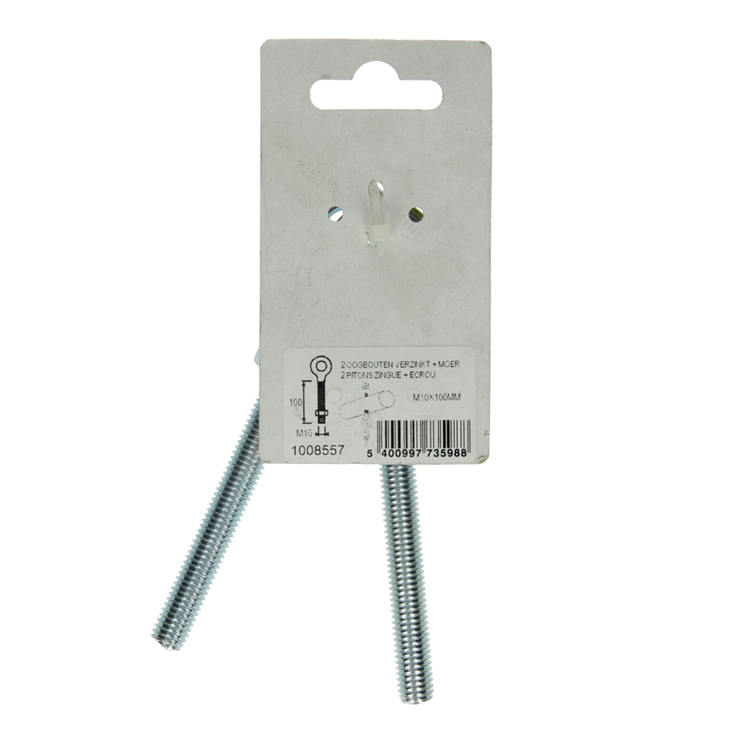 Load image into Gallery viewer, Mack 1008557 - 2 oogbouten + moer m10 x 100mm verzinkt | 10 stuks