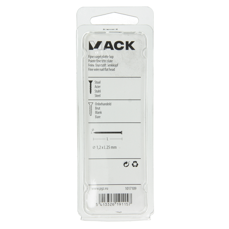 Load image into Gallery viewer, Mack 1017109 - fijne nagel platte kop 85 gr 1,2 x 25 mm | 5 stuks