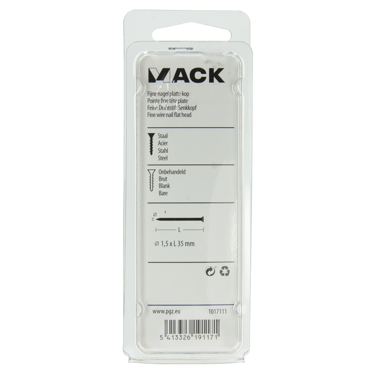 Load image into Gallery viewer, Mack 1017111 - fijne nagel platte kop 85 gr 1,5 x 35 mm | 5 stuks