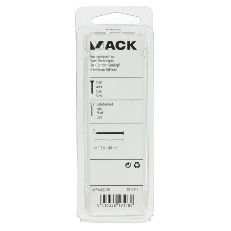 Load image into Gallery viewer, Mack 1017112 - fijne nagel platte kop 85 gr 1,8 x 40 mm | 5 stuks