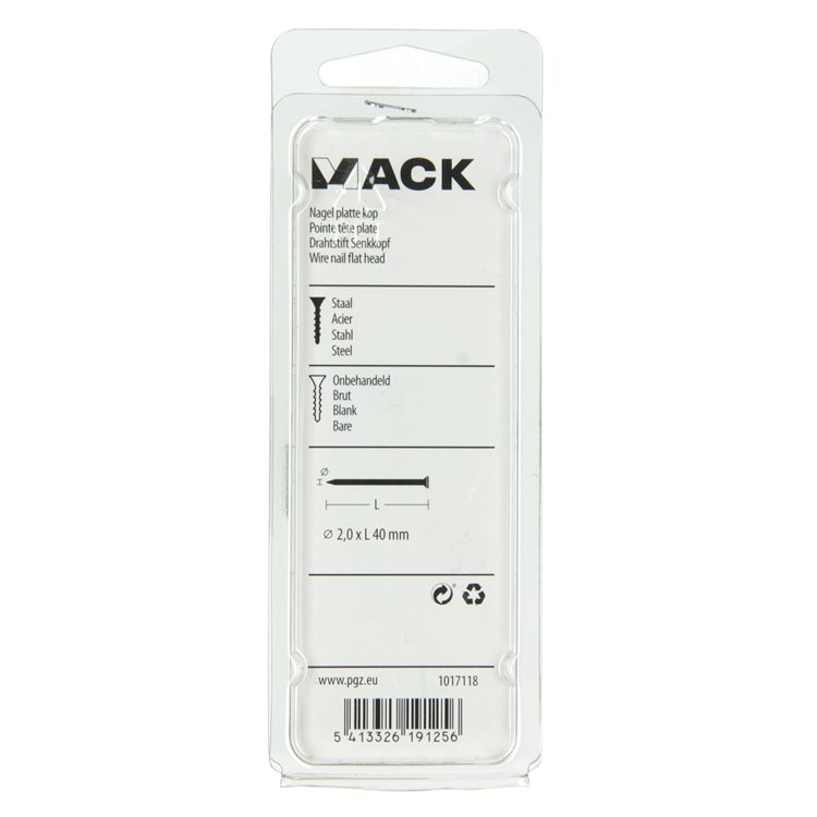 Load image into Gallery viewer, Mack 1017118 - nagel platte kop 100 gr 2,0 x 40 mm | 5 stuks