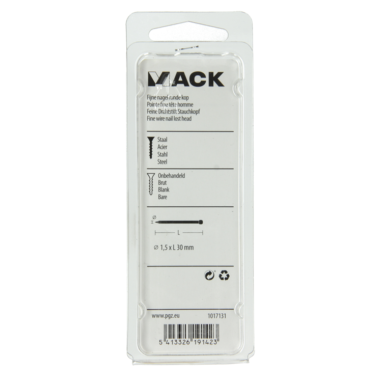 Load image into Gallery viewer, Mack 1017131 - fijne nagel ronde kop 85 gr 1,5 x 30 mm | 5 stuks