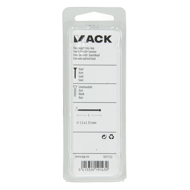 Load image into Gallery viewer, Mack 1017132 - fijne nagel ronde kop 85 gr 1,5 x 35 mm | 5 stuks