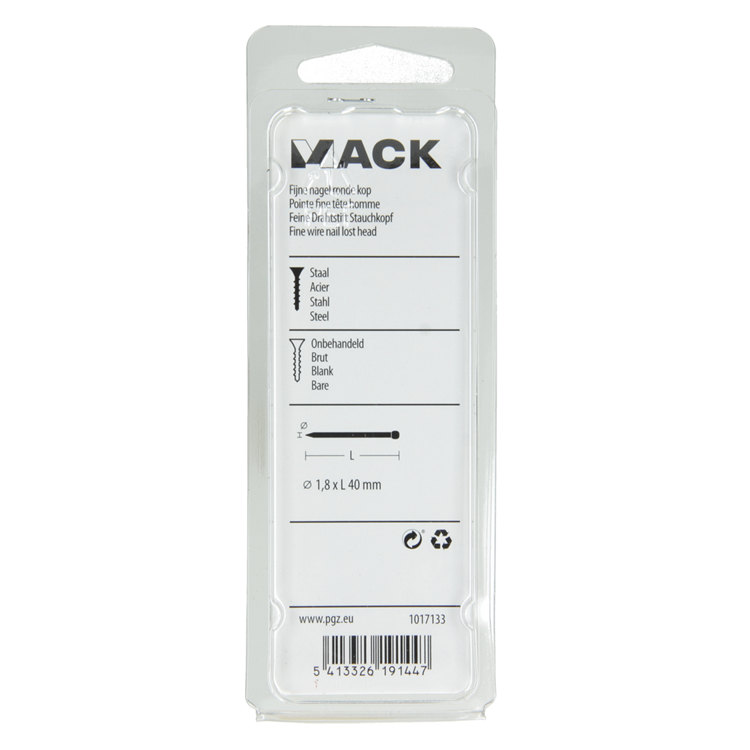 Load image into Gallery viewer, Mack 1017133 - fijne nagel ronde kop 85 gr 1,8 x 40 mm | 5 stuks