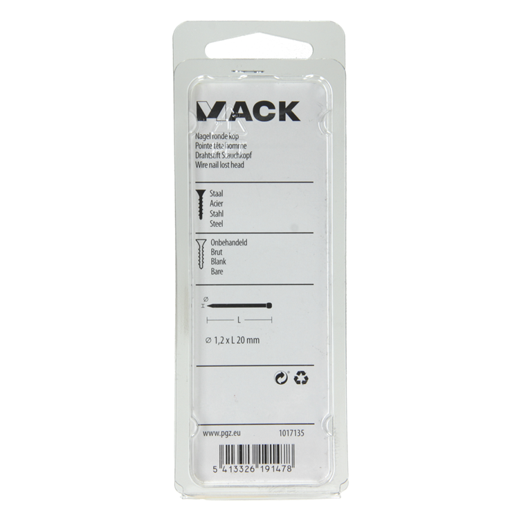 Load image into Gallery viewer, Mack 1017135 - nagel ronde kop 90 gr 1,2 x 20 mm | 5 stuks