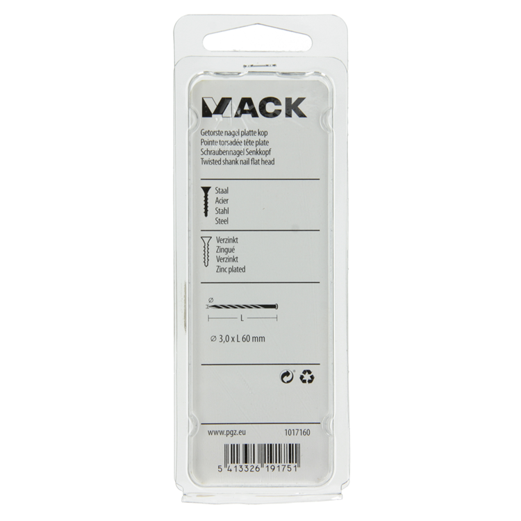 Load image into Gallery viewer, Mack 1017160 - getorste nagel pk verzinkt 135gr 3,0 x 60 mm | 5 stuks