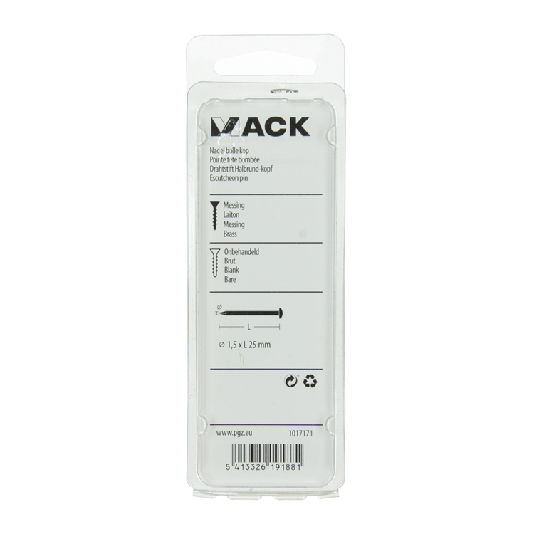 Load image into Gallery viewer, Mack 1017171 - nagel bolle kop messing 20 gr 1,5 x 25 mm | 10 stuks