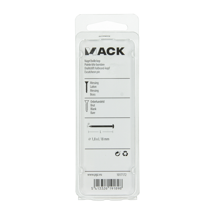 Load image into Gallery viewer, Mack 1017172 - nagel bolle kop messing 20 gr 1,8 x 18 mm | 10 stuks