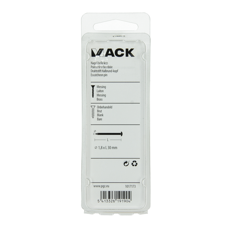 Load image into Gallery viewer, Mack 1017173 - nagel bolle kop messing 20 gr 1,8 x 30 mm | 10 stuks