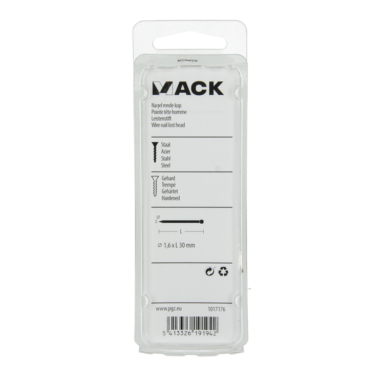 Load image into Gallery viewer, Mack 1017176 - nagel ronde kop staal gehard 45 gr 1,6 x 30 mm | 10 stuks
