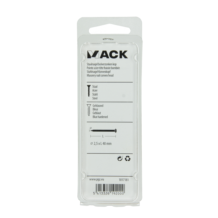 Load image into Gallery viewer, Mack 1017181 - staalnagel bvk staal geblauwd 45 gr 2,5 x 40 mm | 10 stuks
