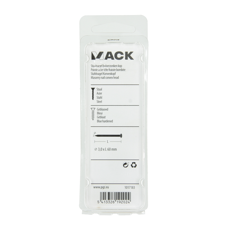 Load image into Gallery viewer, Mack 1017183 - staalnagel bvk staal geblauwd 45 gr 3,0 x 60 mm | 10 stuks
