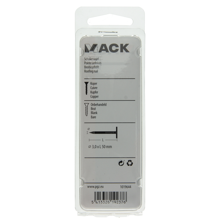 Afbeelding laden in galerijviewer, Mack 1019644 - schalienagel koper 30 gr 3,0 x 50mm | 10 stuks