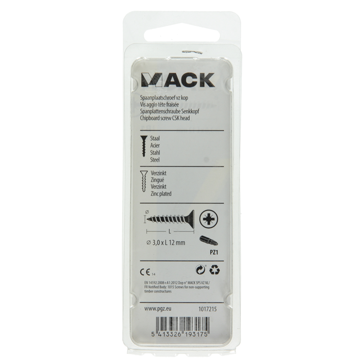 Afbeelding laden in galerijviewer, Mack 1017215 - spaanplaatschroef vz kop geelverz.55 st 3,0 x 12 mm | 10 stuks