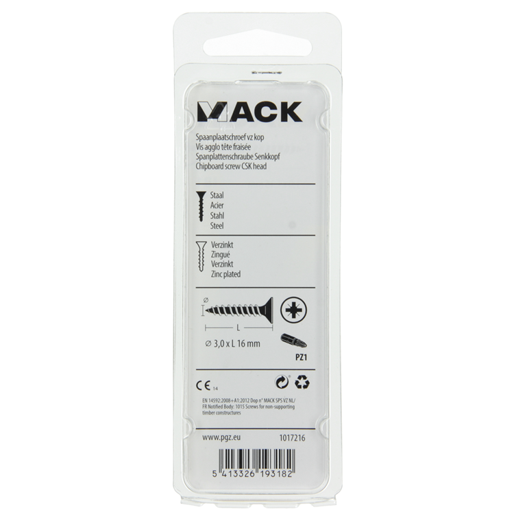 Afbeelding laden in galerijviewer, Mack 1017216 - spaanplaatschroef vz kop geelverz.50 st 3,0 x 16 mm | 10 stuks