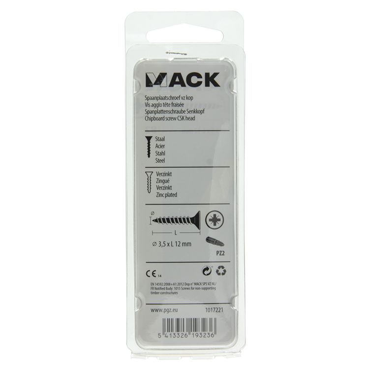 Load image into Gallery viewer, Mack 1017221 - spaanplaatschroef vz kop geelverz.45 st 3,5 x 12 mm | 10 stuks