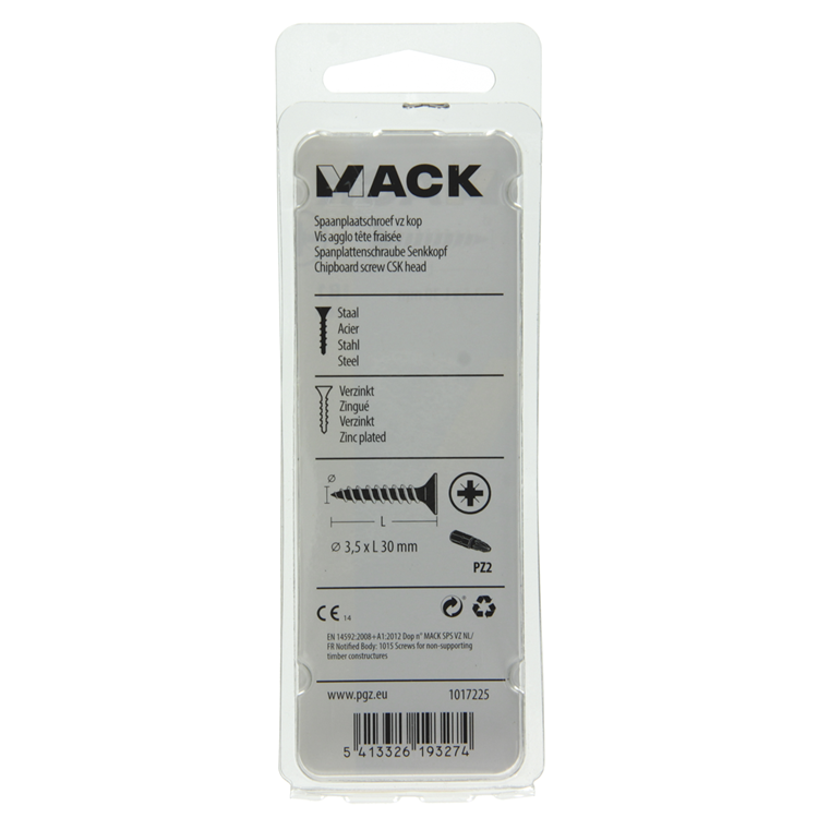Afbeelding laden in galerijviewer, Mack 1017225 - spaanplaatschroef vz kop geelverz.26 st 3,5 x 30 mm | 10 stuks