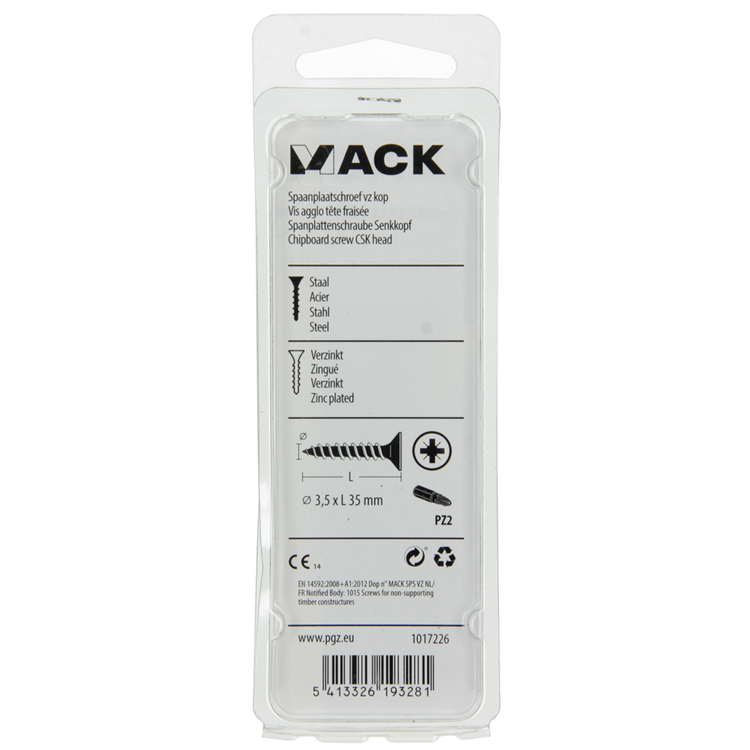 Afbeelding laden in galerijviewer, Mack 1017226 - spaanplaatschroef vz kop geelverz.24 st 3,5 x 35 mm | 10 stuks
