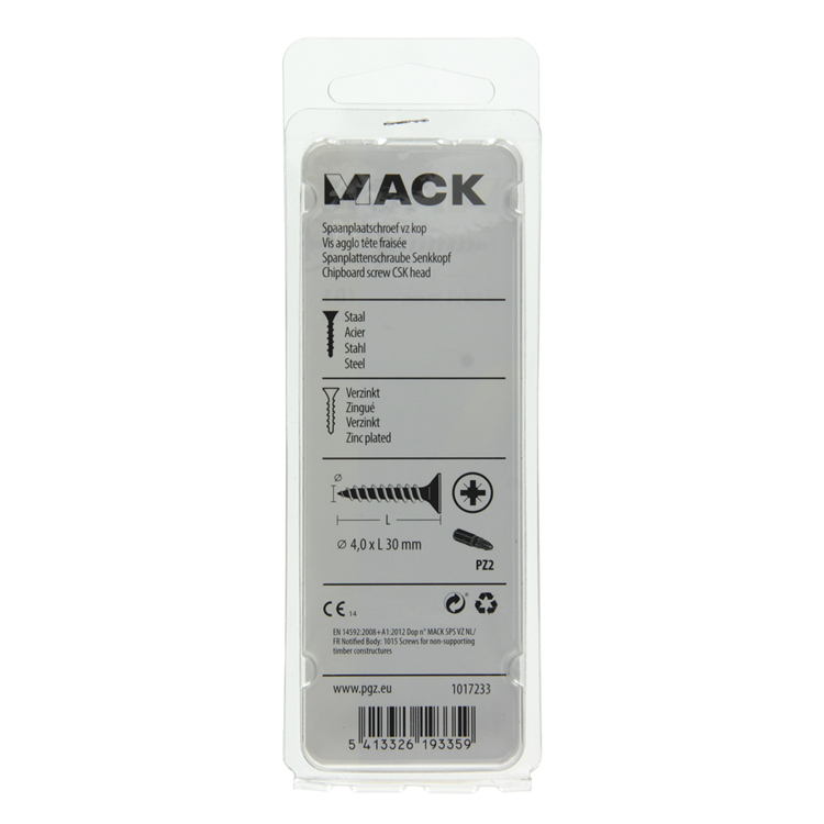 Load image into Gallery viewer, Mack 1017233 - spaanplaatschroef vz kop geelverz.22 st 4,0 x 30 mm | 10 stuks