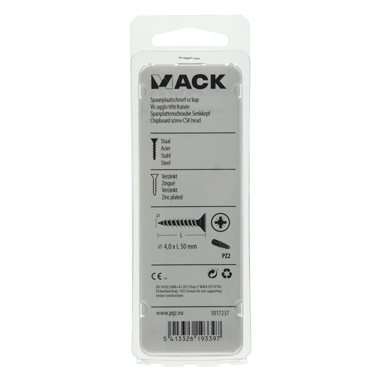 Afbeelding laden in galerijviewer, Mack 1017237 - spaanplaatschroef vz kop geelverz.15 st 4,0 x 50 mm | 10 stuks