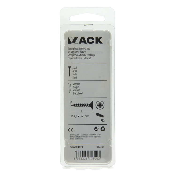Afbeelding laden in galerijviewer, Mack 1017238 - spaanplaatschroef vz kop geelverz.12 st 4,0 x 60 mm | 10 stuks