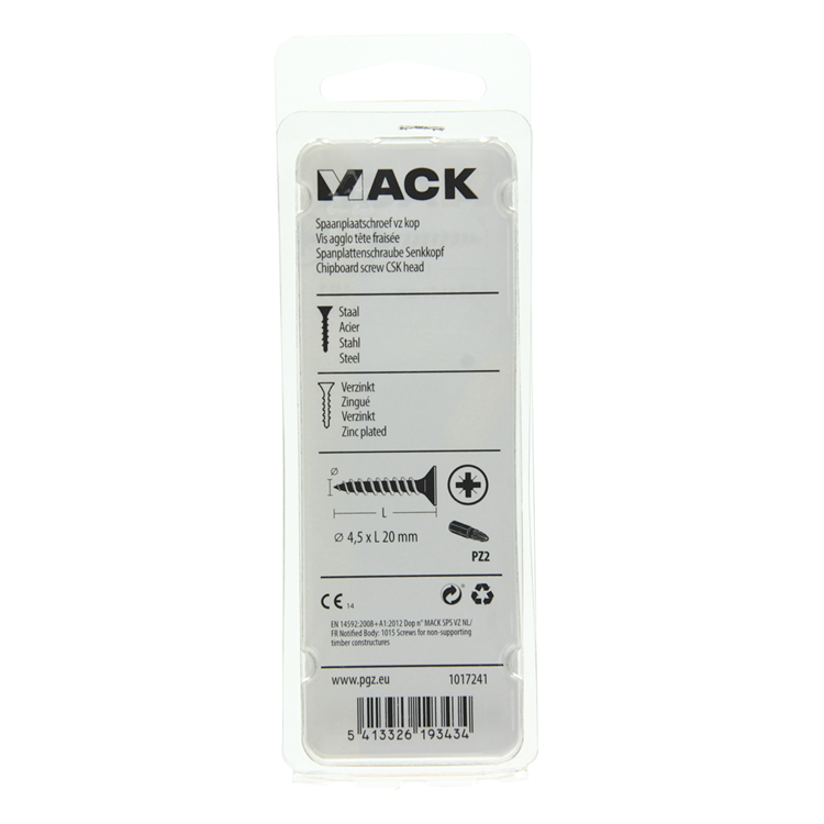 Afbeelding laden in galerijviewer, Mack 1017241 - spaanplaatschroef vz kop geelverz.24 st 4,5 x 20 mm | 10 stuks