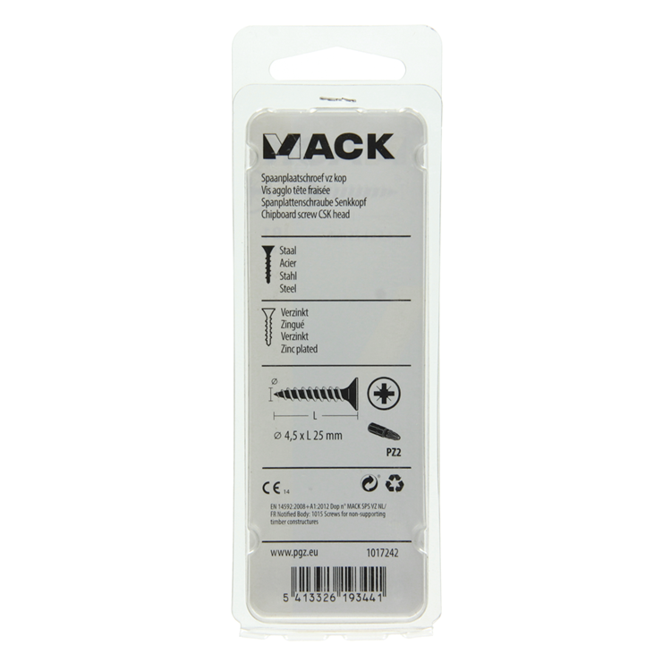 Afbeelding laden in galerijviewer, Mack 1017242 - spaanplaatschroef vz kop geelverz.20 st 4,5 x 25 mm | 10 stuks