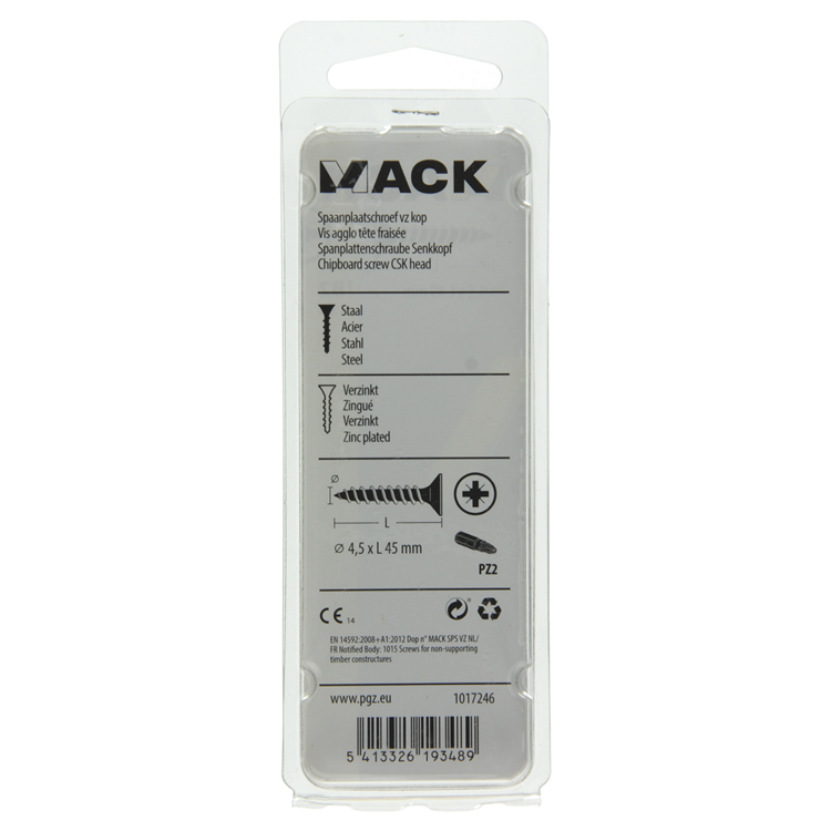 Load image into Gallery viewer, Mack 1017246 - spaanplaatschroef vz kop geelverz.13 st 4,5 x 45 mm | 10 stuks