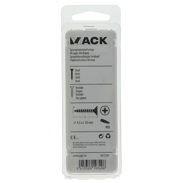 Load image into Gallery viewer, Mack 1017247 - spaanplaatschroef vz kop geelverz.12 st 4,5 x 50 mm | 10 stuks