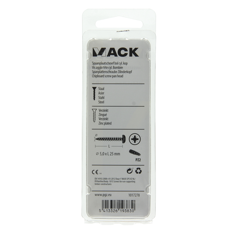 Afbeelding laden in galerijviewer, Mack 1017278 - spaanplaatschroef cylkop geelverz.18 st 5,0 x 25 mm | 10 stuks