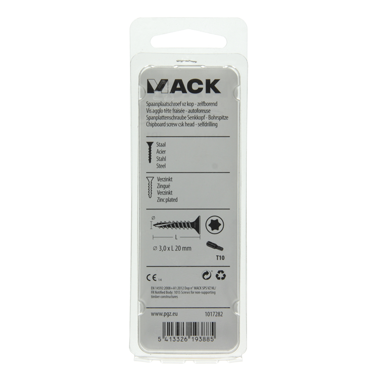 Afbeelding laden in galerijviewer, Mack 1017282 - spaanplschr.vzkop-zelfb. geelverz. 45 st 3,0 x 20 mm | 10 stuks