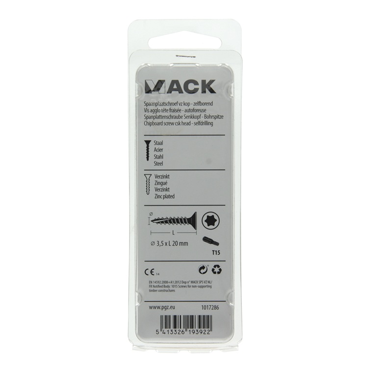 Load image into Gallery viewer, Mack 1017286 - spaanplschr.vzkop-zelfb. geelverz. 35 st 3,5 x 20 mm | 10 stuks