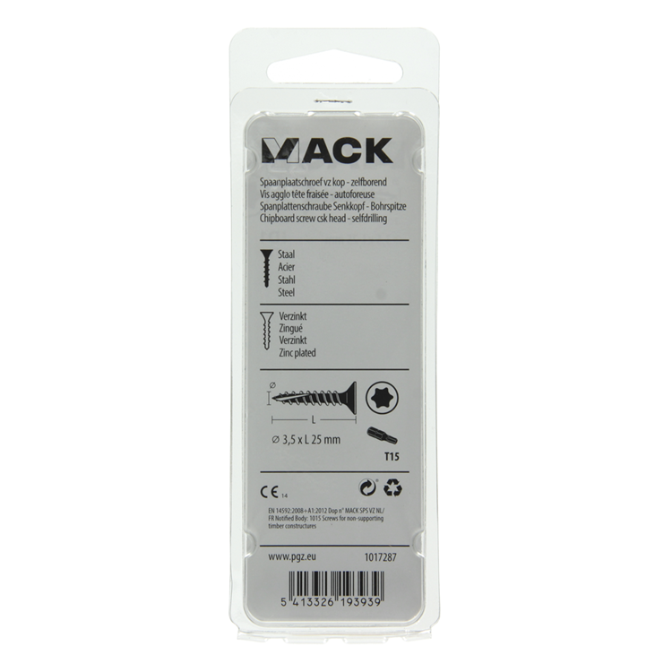 Afbeelding laden in galerijviewer, Mack 1017287 - spaanplschr.vzkop-zelfb. geelverz .32 st 3,5 x 25 mm | 10 stuks