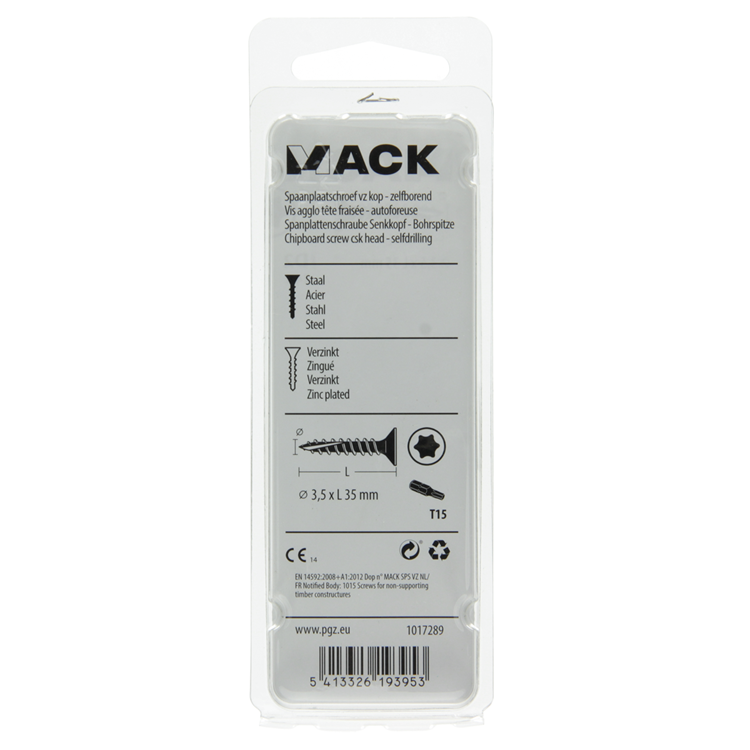 Afbeelding laden in galerijviewer, Mack 1017289 - spaanplschr.vzkop-zelfb. geelverz .24 st 3,5 x 35 mm | 10 stuks