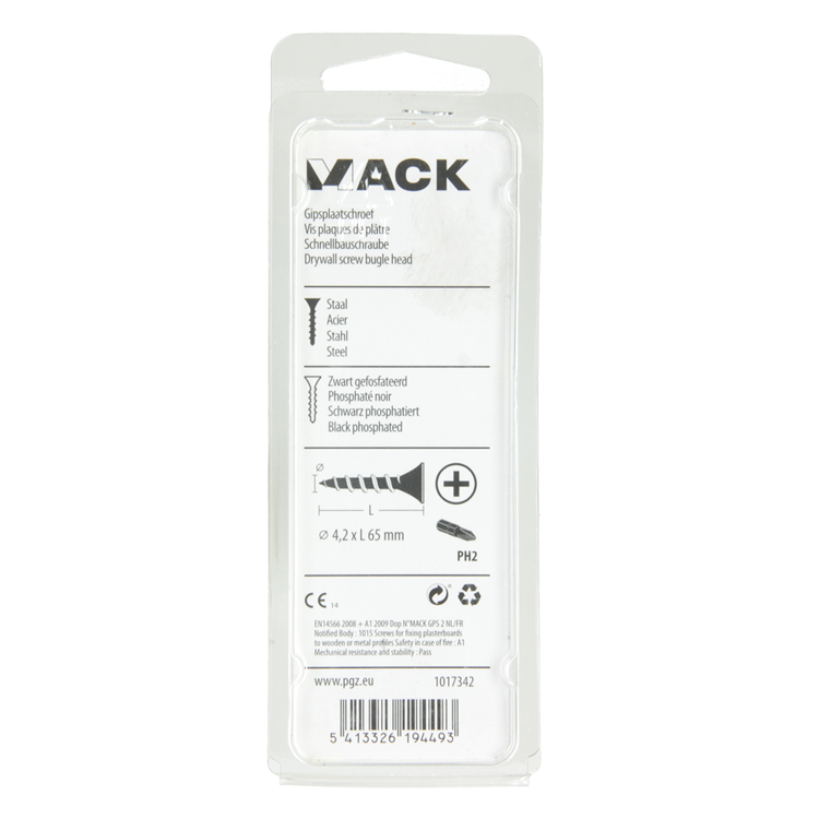 Afbeelding laden in galerijviewer, Mack 1017342 - gipsplaatschroef zwart gefosf. 12 st 4,2 x 65 mm | 10 stuks