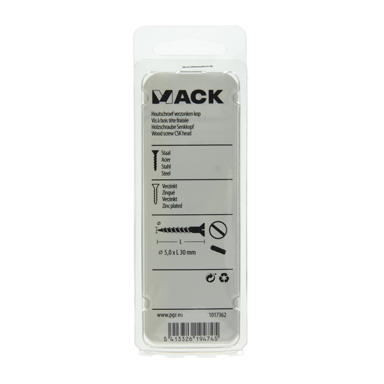 Afbeelding laden in galerijviewer, Mack 1017362 - houtschroef verzonken kop verz12 st 5,0 x 30 mm | 10 stuks