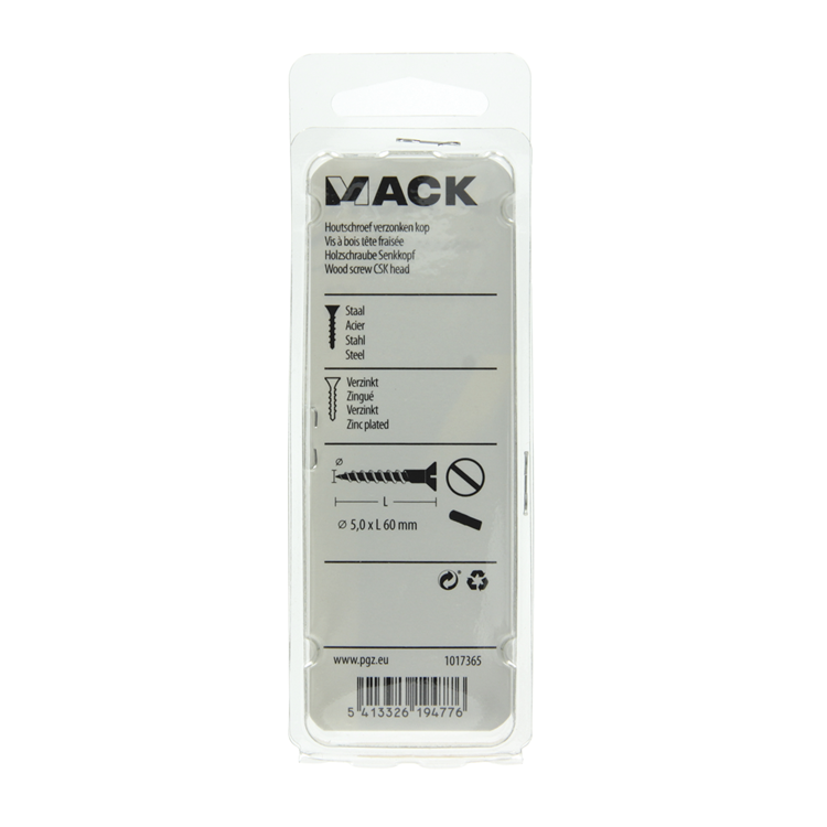 Afbeelding laden in galerijviewer, Mack 1017365 - houtschroef verzonken kop verz6 st 5,0 x 60 mm | 10 stuks