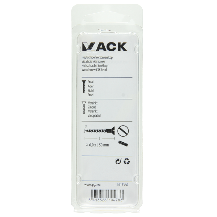 Afbeelding laden in galerijviewer, Mack 1017366 - houtschroef verzonken kop verz6 st 6,0 x 50 mm | 10 stuks